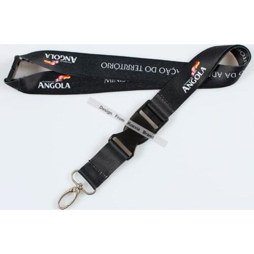 Hot sale Custom logo heat transfer black colour printing Badge breakaway buckle work ID Card Mobile Phone Neck Straps lanyards