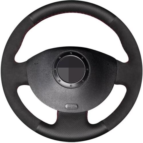 Car Steering Wheel Cover Soft Black Genuine Leather Suede For Renault Megane 2 2003-2008 Kangoo 2008-2012 Scenic