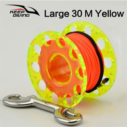 15M/30M Multicolor Plastic Scuba Diving Finger Reel with Double Ended Hook for Diving Signal Tube SMB Technical Dive Cave Diving