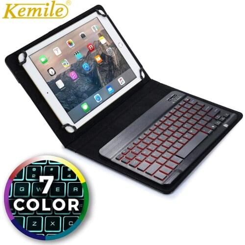 Kemile funda tablet 9-10.1 universal Case backlit Bluetooth Keyboard For iPad Android Tablet Case Keyboard For Samsung tab Case