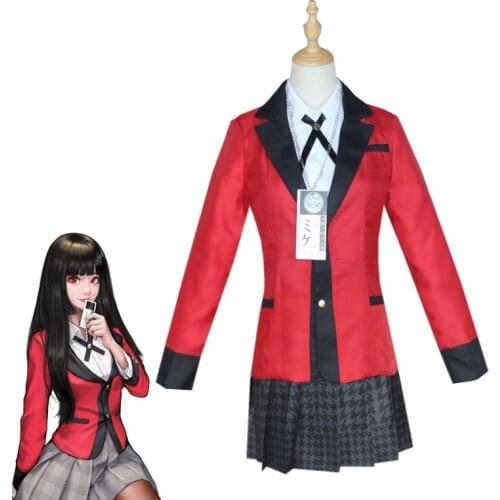 Cosplay Costumes Kakegurui Yumeko Jabami Yomotsuki Runa Japanese School Girls Uniform Full Set Jacket+Shirt+Skirt+Stockings+Tie
