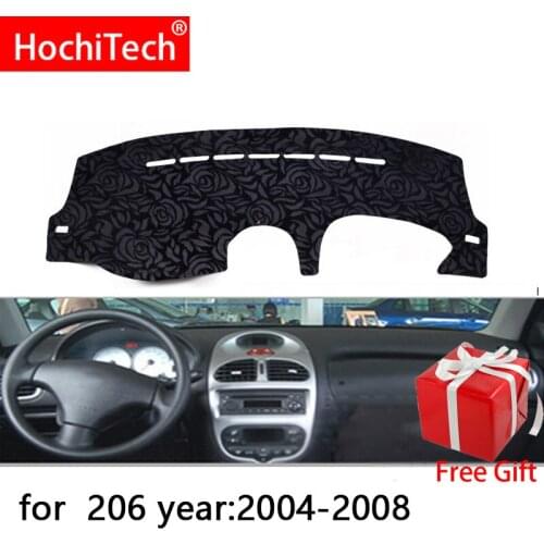 Rose Pattern Non-slip Dashmat Dash Mat Dashboard Cover Pad Cover Carpet Car Sticker for peugeot 206 2004 2005-2008 Car Styling