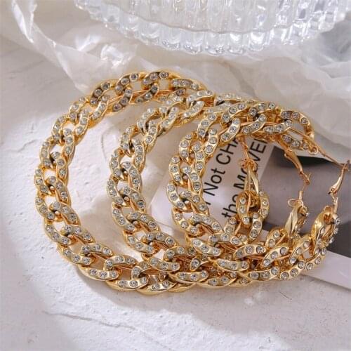 Rock Punk Exaggerated Twist Gold Color Hoop Earrings For Women Statement Oversize Big Circle Round Earring Fashion Jewelry Party