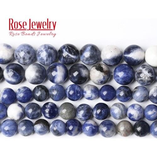 Natural Stone New Blue Sodalite Round Loose Beads 15" Strand 4 6 8 10 12 MM Pick Size For Jewelry Making Bracelet