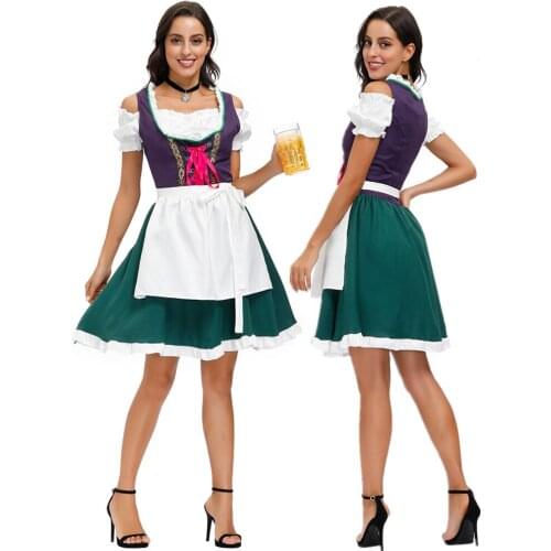 German Beer Wench Maid Costumes Bavarian Dirndl Dress Oktoberfest Carnival Fancy Dress