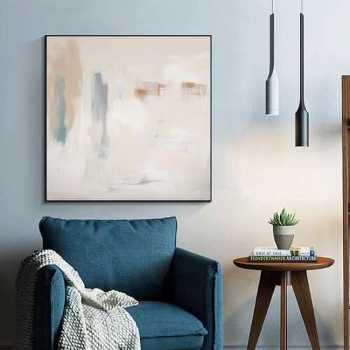 Latest Simple Abstract Hand-painted White Color Oil Painting Wall Decoration Canvas Unframed Wall Hangings Art For Modern Home