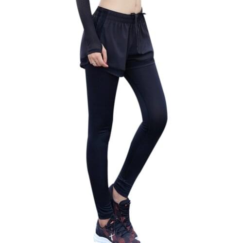 New Fake-Two -Piece Sports Net Ankle-Length-Pants Light Proof Loose Breathable Yoga Suit Running Fitness Pants Women Gym Pants