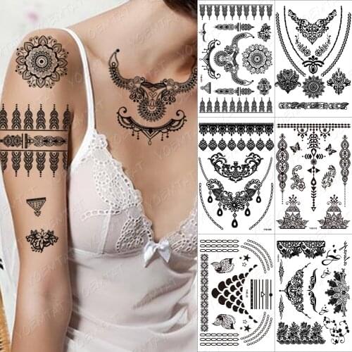 Waterproof Temporary Tattoo Sticker sexy lotus mandala totem tattoo Water Transfer fake tattoo flash fake tatto for girl women