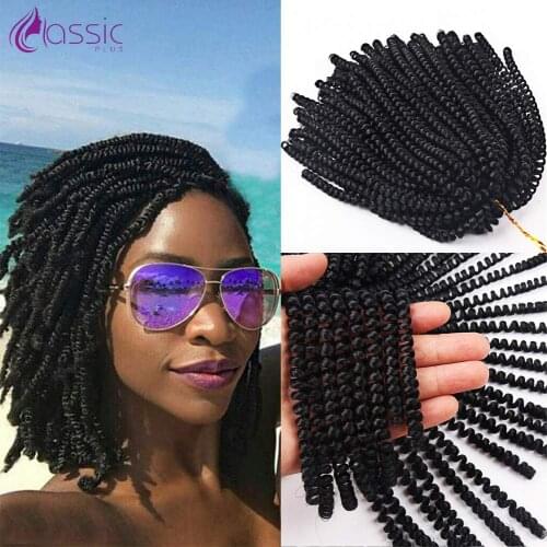 CLASSIC PLUS Fluffy Crochet Braids Spring Twists Hair 60 Strands 8 Inch Synthetic Hair Braiding Passion Twist Hair Extensions