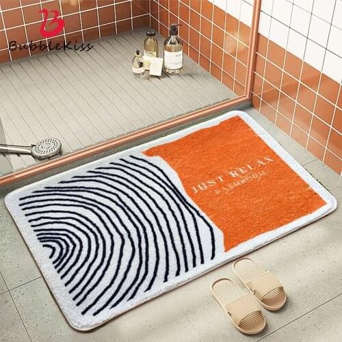 Bubble Kiss Striped Bathroom Door Mat Thick Absorbent Doormat Home Non-slip Toilet Carpet Nordic Bedroom Decor Cashmere Area Rug