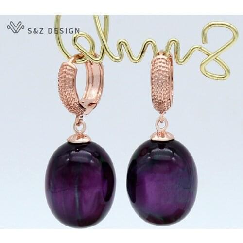 S&Z DESIGN New 2021 Trendy Colorful Acrylic Egg Shape Oval Beads Dangle Earrings For Women Wedding Party Elegant Fine Jewelry