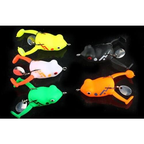 Silicone Wobblers Frog Fishing Lures SoftFish Bait Double Propeller Jigging Frog Lure Jig Artificial Bait Topwater Soft Fish