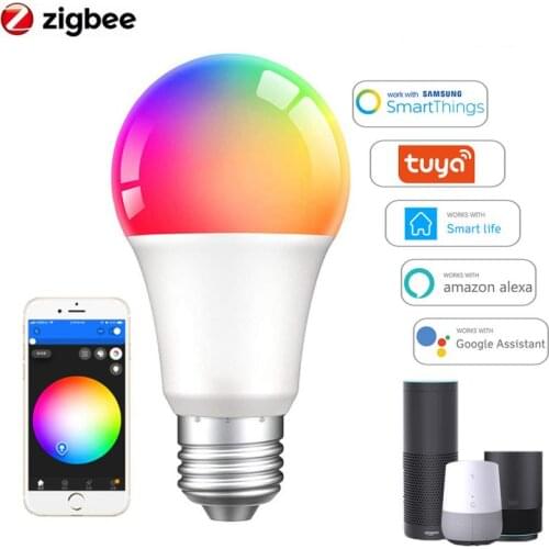 Tuya Zigbee3.0 9W WiFi Smart Light Bulb, E27 RGB LED Lamp Dimmable With Smart Life APP, Voice Control For Google Home, Alexa