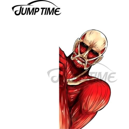 Jump Time 13 x 6.2cm For Colossal Titan Peeking Car Stickers Laptop Decal Sunscreen Waterproof Custom Printing Decoration