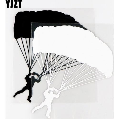 YJZT 13.5×15.7CM Interesting Vinyl Decals Boy Extreme Parachute Sports Fun Car Sticker Decor Black / Silver 10A-0592