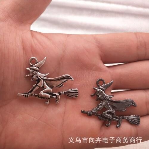 10 Tibetan Silver Witch Charm-DIY Jewelry Making Handmade Jewelry Accessories-Metal Zinc Alloy