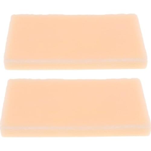 2 Pieces TPE Human Skin Model Pad Simulation Me-dical Suture Training Consists of Fat and Muscle Layers