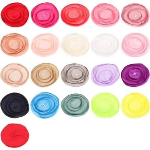 50pcs/lot 4.5cm Newborn Fashion Chiffon Petals Flower Fabric Hair Flowers For Baby Girls Hair Clips Hair Accessories/Headbands
