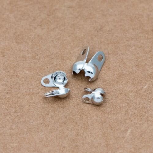 50pcs Silver tone Side Clamp Bead Tips, Rhodium plated Brass, Fit 1.5/ 2/ 2.5mm Beads, DIY Jewelry Making Wholesale (GB-668)