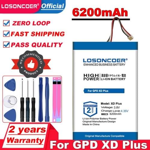 LOSONCOER Top Brand 100% New 6200mAh High Capacity Battery for GPD XD Plus XDPlus