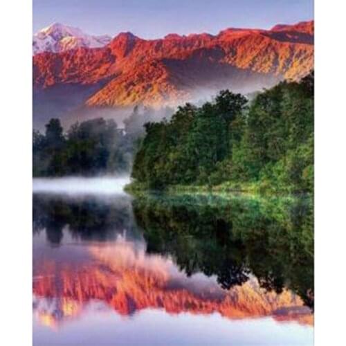 Diamond Painting 5D DIY Landscape Painting Green Mountains Green Water Scenery Picture Square/Round Diamond Cross Stitch WG3141