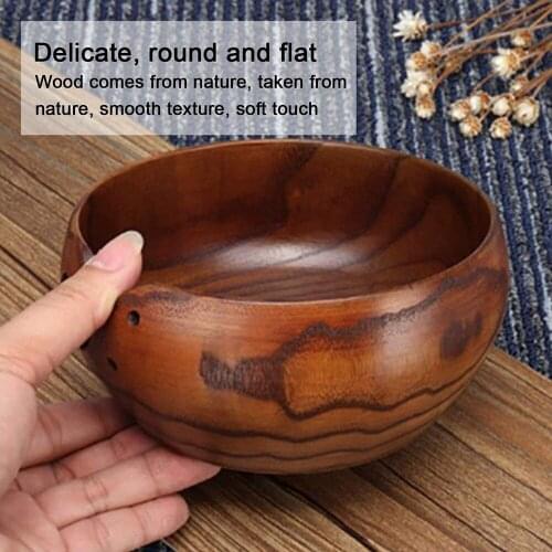 Wooden Knitting Yarn Bowls with Holes. Perfect Yarn Holder for Knitting & Crocheting, For Knitting Lover 6 x 3 Inch