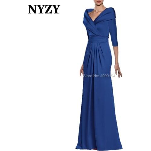 Vintage Royal Blue Long Mother of the Bride Dresses NYZY M331B Satin Wedding Party Dress Cocktail Evening vestidos formales