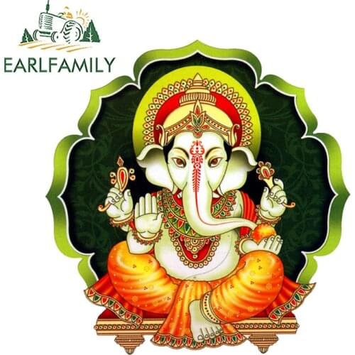 EARLFAMILY 13cm x 12.7cm for Ganesha In India Vinyl Car Stickers Personality Scratch-proof Waterproof Window Camper Trunk Decal