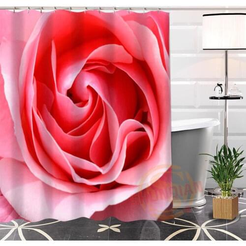 Eco-friendly Custom Unique Flowers Red Rose Fabric Modern Shower Curtain bathroom With Hooks for yourself H0220-116