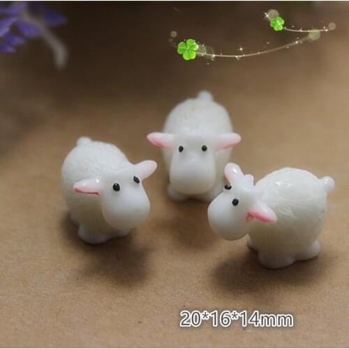 10pcs Kawaii Mini Sheep Animals Home Micro Fairy Garden Figurines Miniatures Home Garden Decor DIY Accessories,20*16*14mm