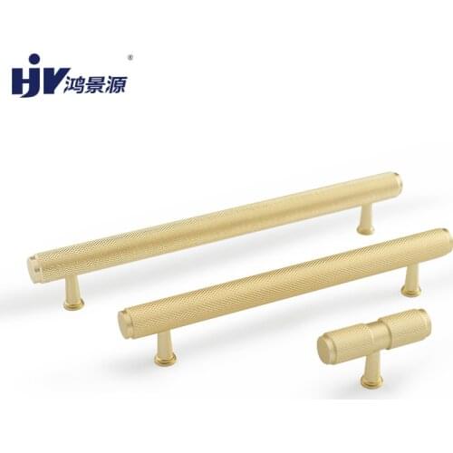 HJY T Bar Furniture Handle Gold Knobs Simple Knurled Textrued Handles for Cabinets and Drawers Wardrobe Door Handles A155
