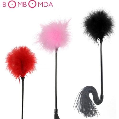 Leather Sex Whip Spanking BDSM Bondage Erotic Toys Slave Flirting Feather Adults Products Sex Toys for Woman Couple Adult Games