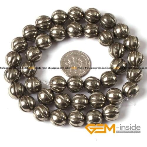10mm Round Spiral Irony Gray Pyrite Beads Natural Stone Beads DIY Acceories Beads For Bracelet Making Strand 15"