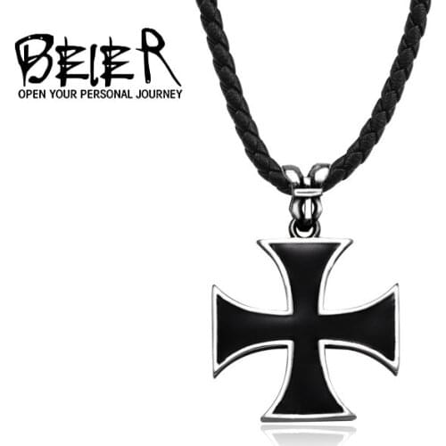 BEIER 2018 Hot sell 316L Stainless Steel old style cross Pendant Necklace Unqiue Chain for man gift BP8-250