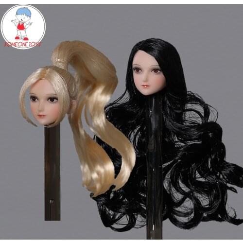 M005 1/12 anime girl Head sculpt female blond curls hair head carving head model For 6 inch TBLeague action Figure Body doll