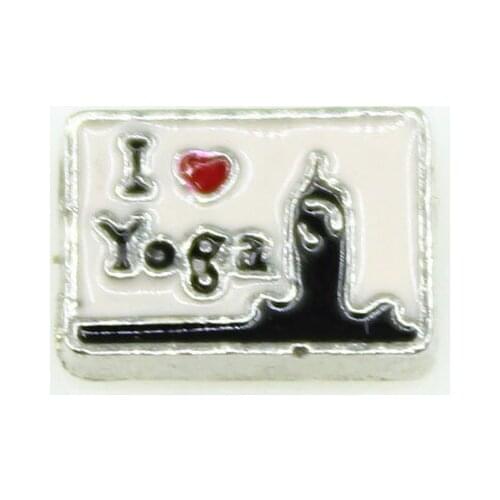 Small Wholesale 20pcs/lot I Love Yoga Floating Charms Living Glass Memory Lockets Floating Charms DIY Jewelry Accessory