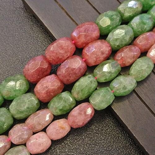 Natural Faceted Freeform Green Pink Cherry Quartzs Beads For Jewelry Making Beads Bracelets 15'' Needlework DIY Beads Trinket
