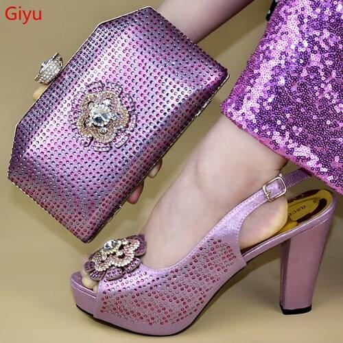 Doershow New Arrival pink Italian Shoe with Matching Bags African Shoe and Bag Set for Party In Women Italian Shoes!SSTY1-4