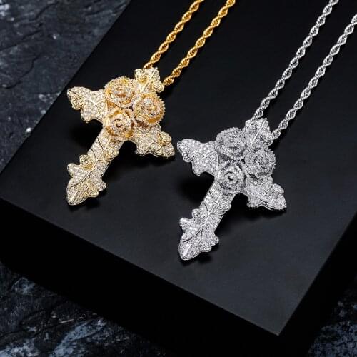 New Fashion Charm Cross CZ Pendant Necklace High Quality Iced Out Bling Punk Pendant Hip Hop Rappers Jewelry for Gift Party