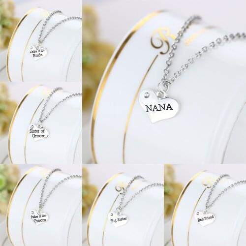 15 Style Silver Plated Heart Charm Crystal Pendant Necklace Rhinestone Women Men Family Friends Statement Jewelry Choker Collar