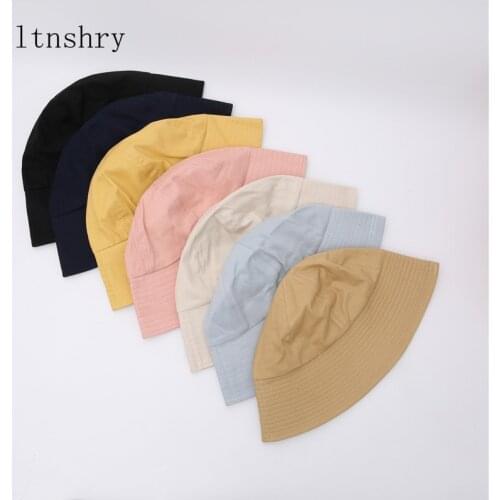 Solid Color Foldable Dome Bucket Hat Breathable Beach Sun Hat Street Headwear Fisherman Outdoor White Cap Men and Woman Hat