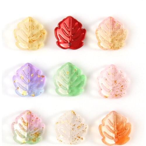 Leaf Shape Translucent Multiple Colors Lampwork Beads Glass Beads for DIY Bracelet Jewelry Making Accessories 14x15mm 20pcs/lot