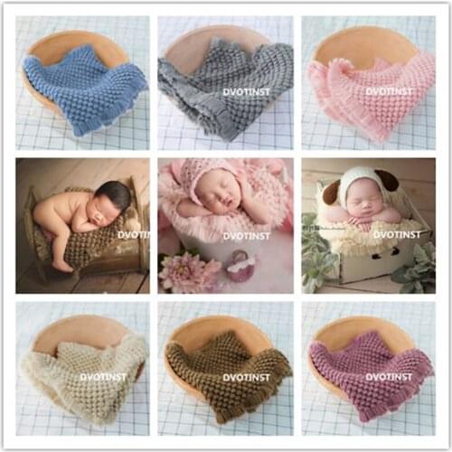 Dvotinst Neborn Photography Props for Baby Knit Soft Background Blanket Fotografia Infant Studio Accessories Shoots Photo Props
