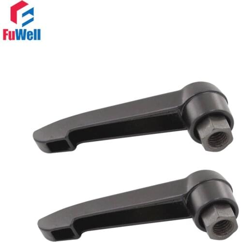 2pcs M5/M6/M8/M10/M12 Female Thread Adjustable Handle Knob Metal Thread Black Adjustable Clamping Handles Lever