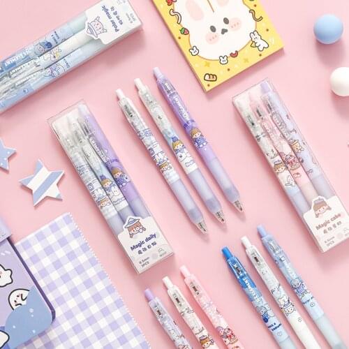 3PCS/Lot 0.5mm Magic Girl Black Ink Gel Pens Journaling DIY Drawing Writing School Stationary Office Supplies Gifts for Kids