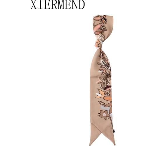 2021 New Summer 140*9 Tom And Jerry Match Color Small Strip Cartoon Design Pure And Fresh Adornment Small Silk Scarf For Women