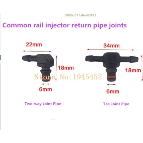 Free shipping!Common Rail Injector Return Oil Backflow Pipe Connector Plastic Two way and Tee Joint Fitting for B-osch Injectors