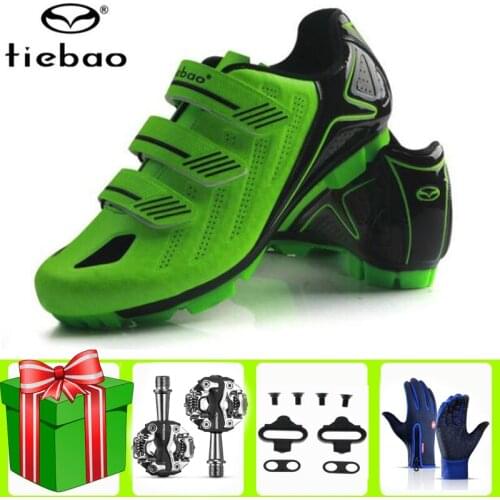 Tiebao Cycling Shoes MTB SPD Pedals Set Men Sneakers Women Mountain Bike Breathable Self-Locking Outdoor Professional Bicycle
