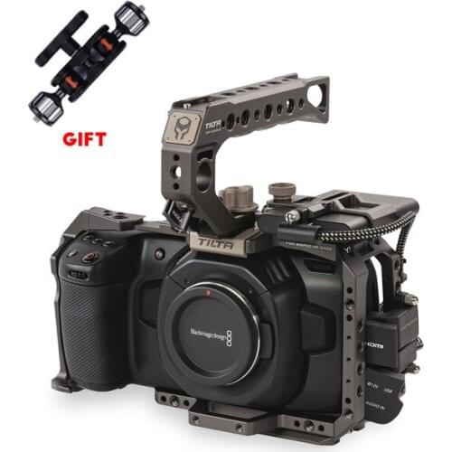 Tilta BMPCC 4K 6k Camera Cage TA-T01-B-G Full Cage SSD Drive Holder Top Handle for blackmagic 4K 6K Camera(Tilta Gray)