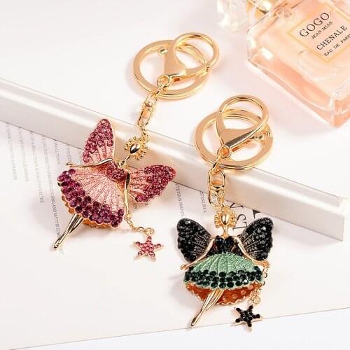 Creative Ballet Little Angel Diamond Keychain For Women Fashion Cute Bag Car Key Chain Ornaments Exquisite Jewelry